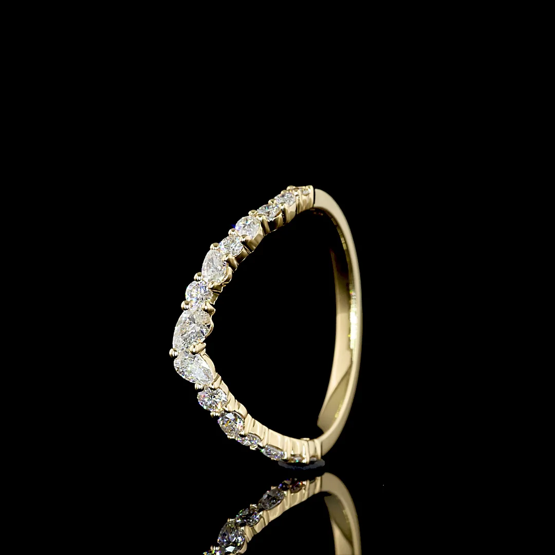 0.45 Cts 14k Yellow Gold Mix Shape Half Eternity Eternity Band - Image 4