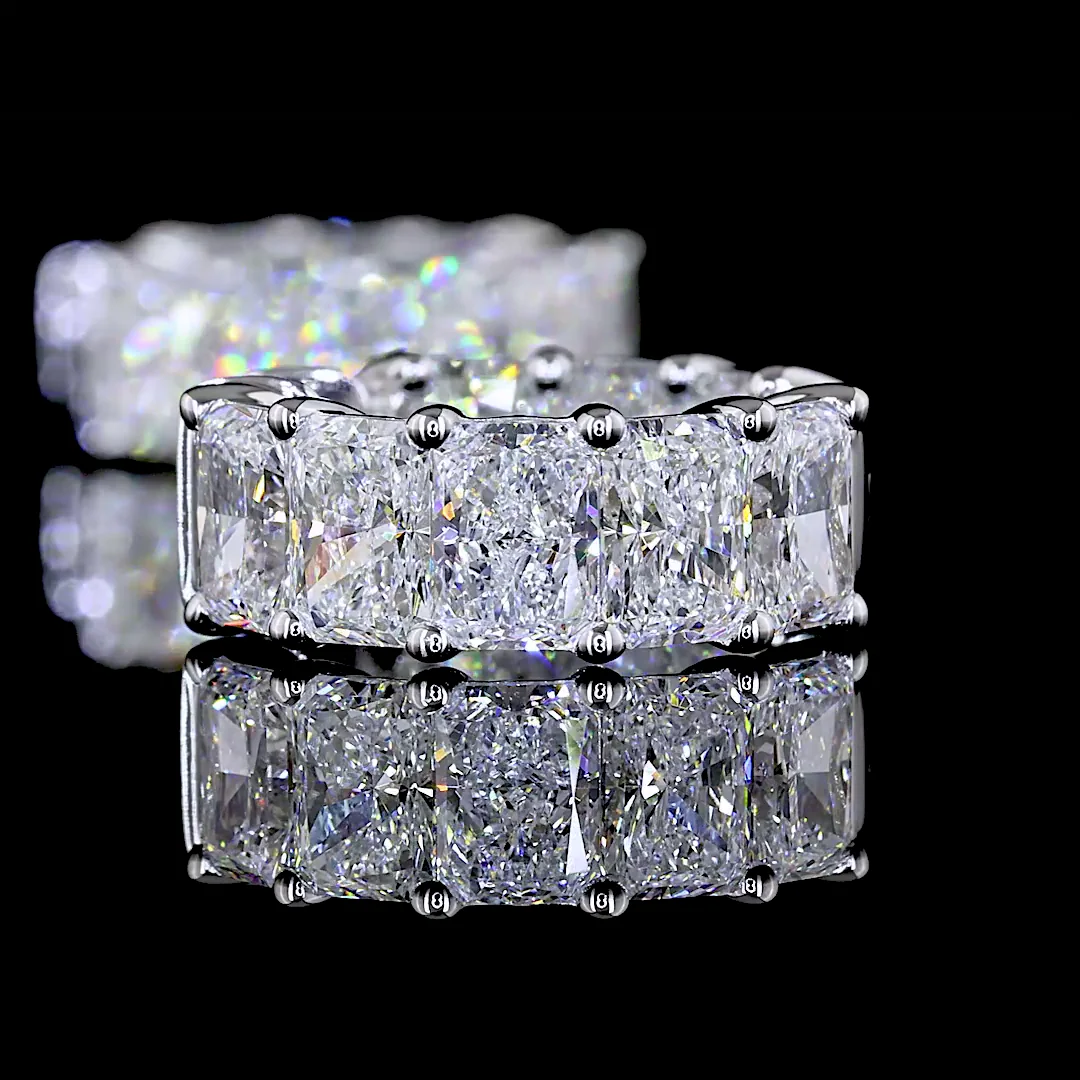 4.88 Cts 14k White Gold Radiant Shape Huggies Earring - Image 2