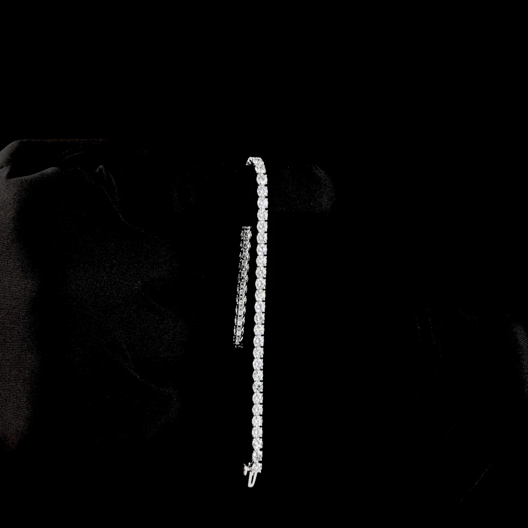 7.09 Cts 14k White Gold Round Shape Tennis Bracelet - Image 3