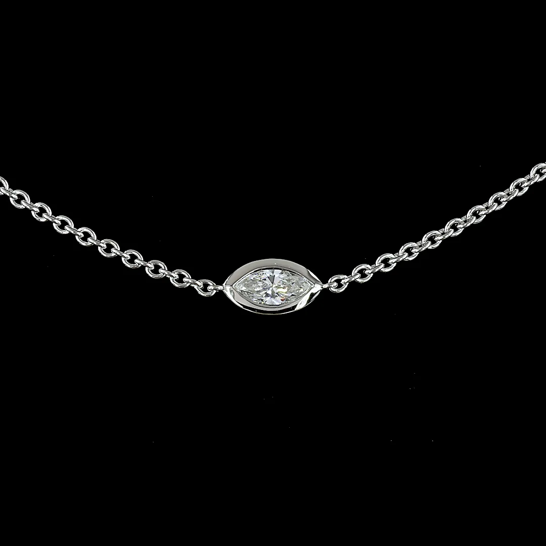 3.14 Cts 14k White Gold Marquise Shape Station Necklace - Image 3
