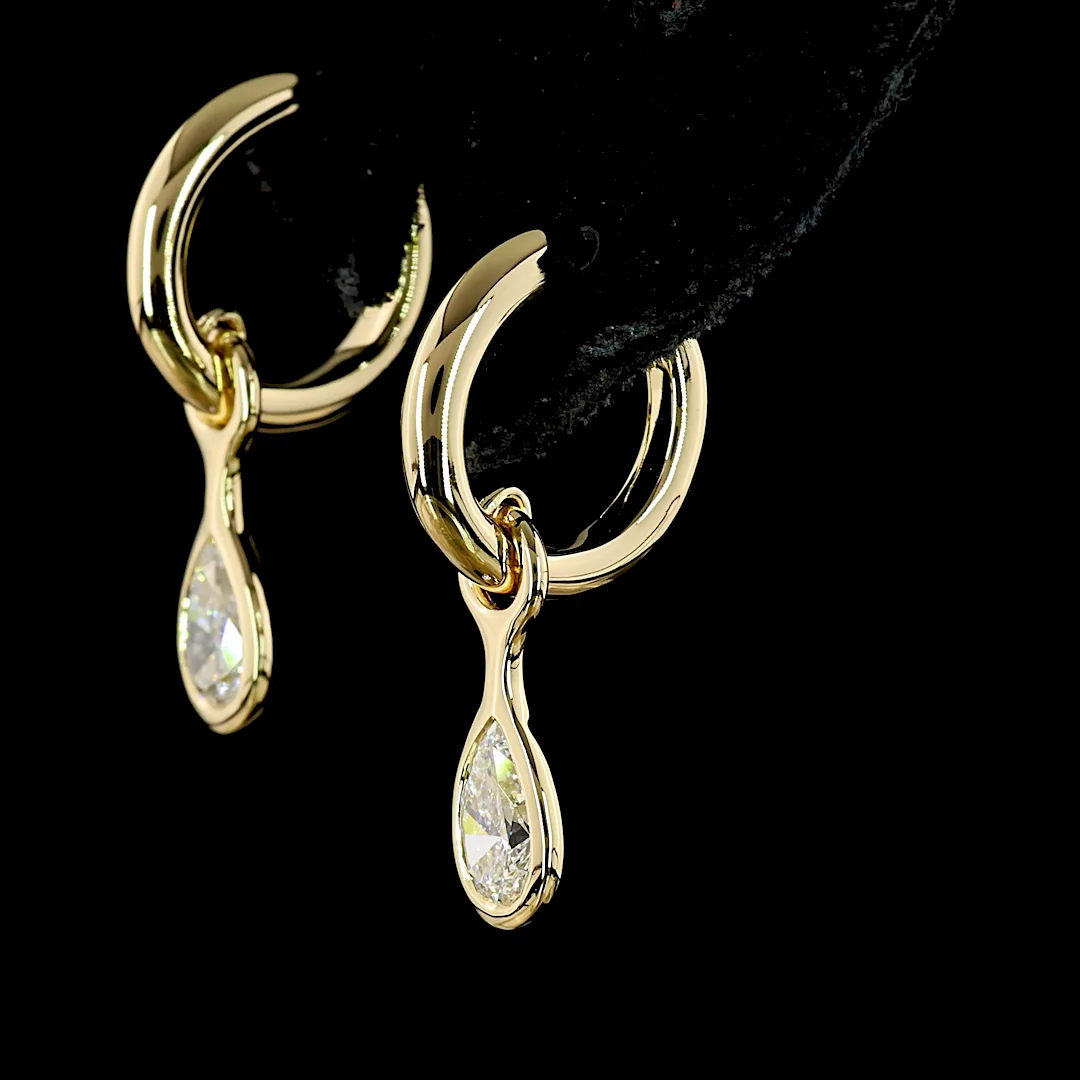 1.09 Cts 14k Yellow Gold Pear Shape Hanging Earring - Image 4