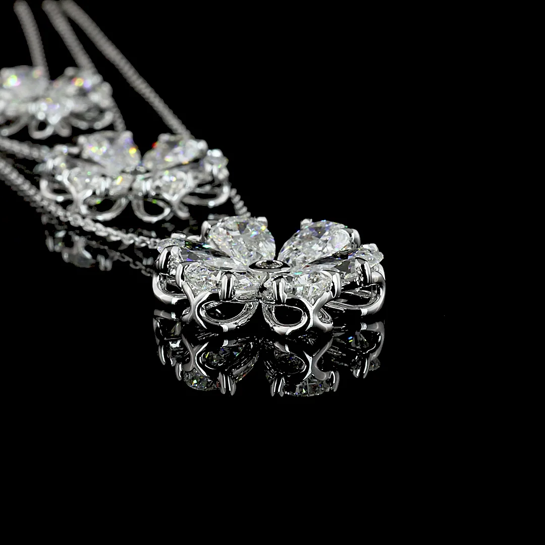 9.33 Cts 14k White Gold Mix Shape Special Necklace - Image 2