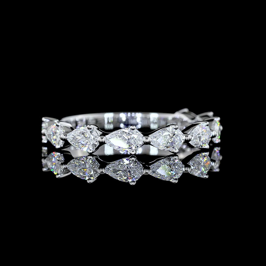 1.05 Cts 14k White Gold Pear Shape 3/4 Band Eternity Band - Video