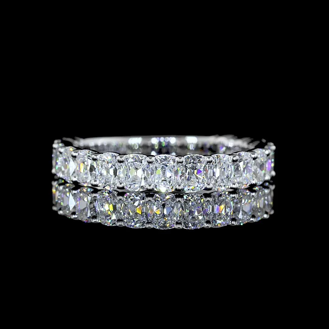1.98 Cts 14k White Gold Antique Cushion Shape 3/4 Band Eternity Band - Video