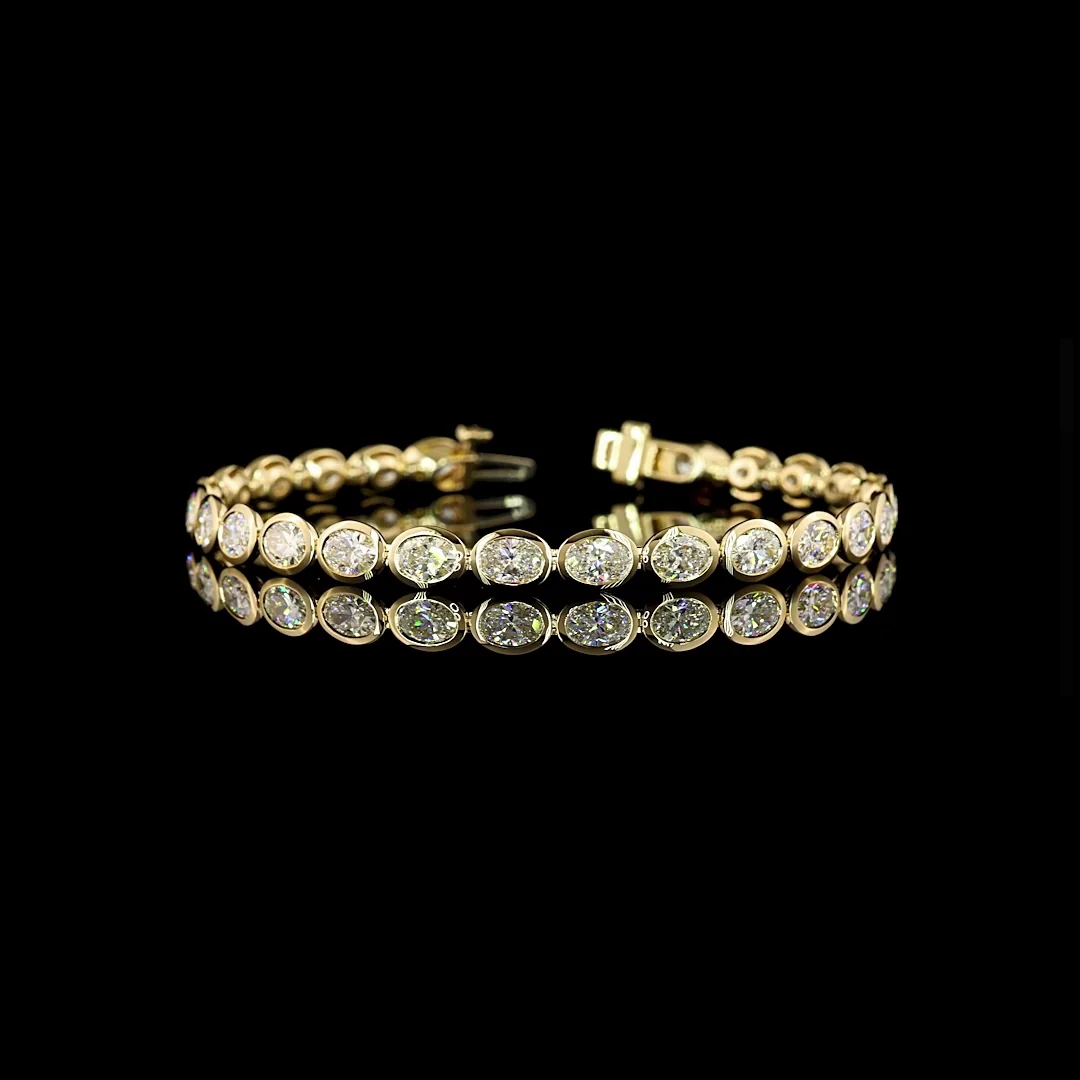 8.5 Cts 14k Yellow Gold Oval Shape Tennis Bracelet - Video