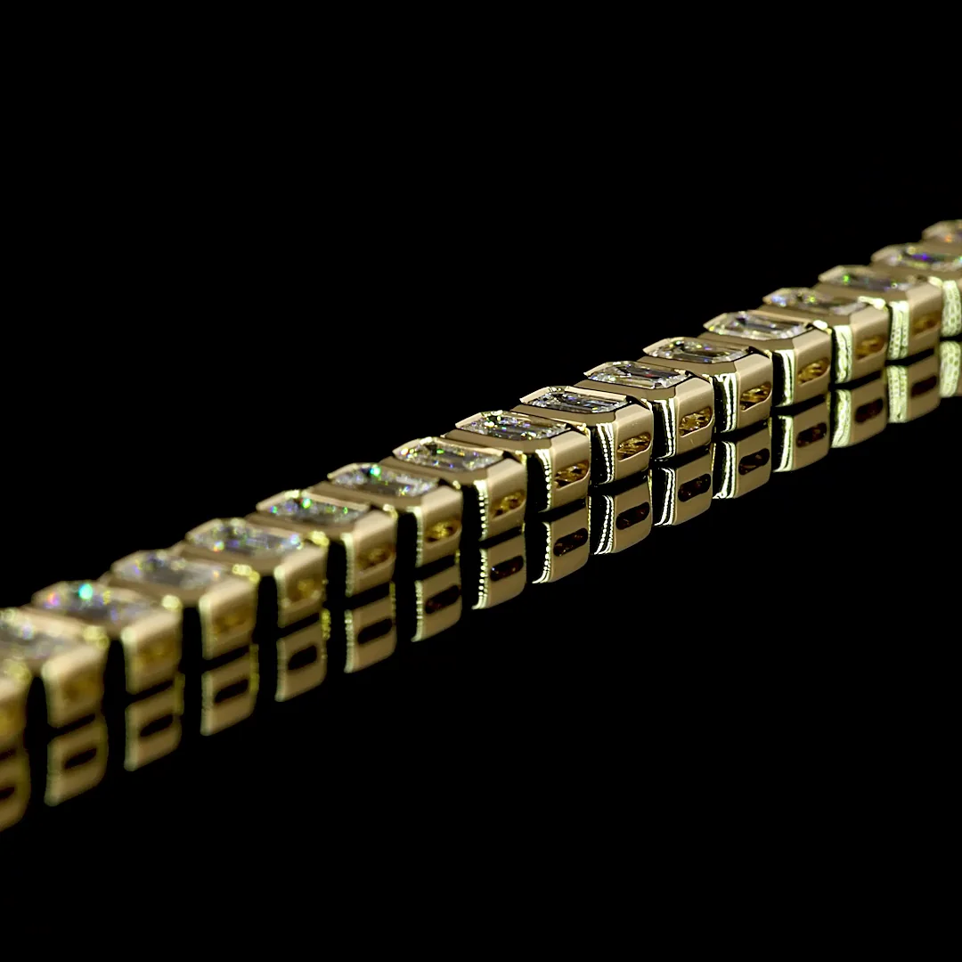 5.08 Cts 14k Yellow Gold Emerald Shape Tennis Bracelet - Image 2