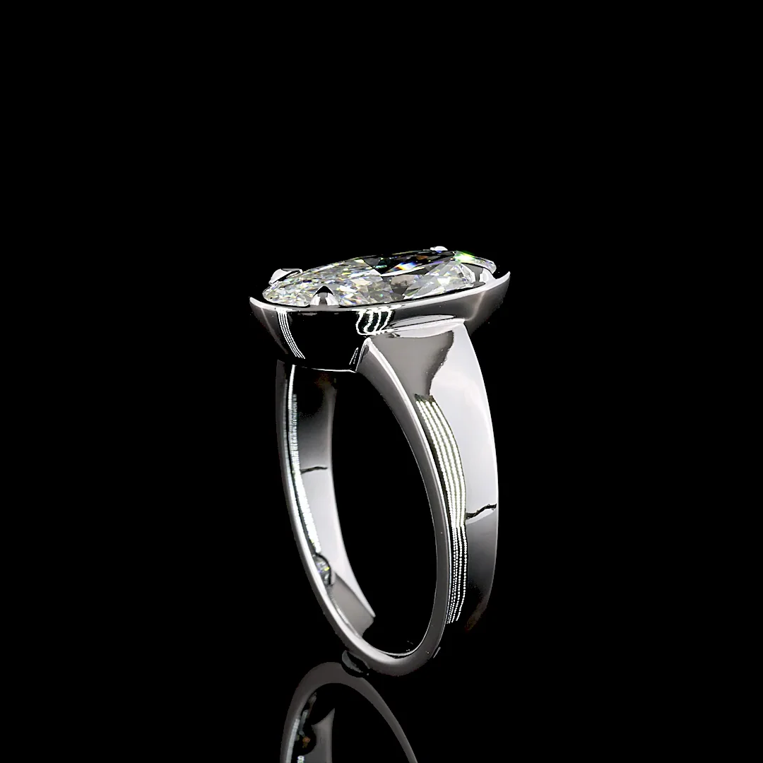 2.12 Cts 14k White Gold Oval Shape Solitaire Ring - Image 2