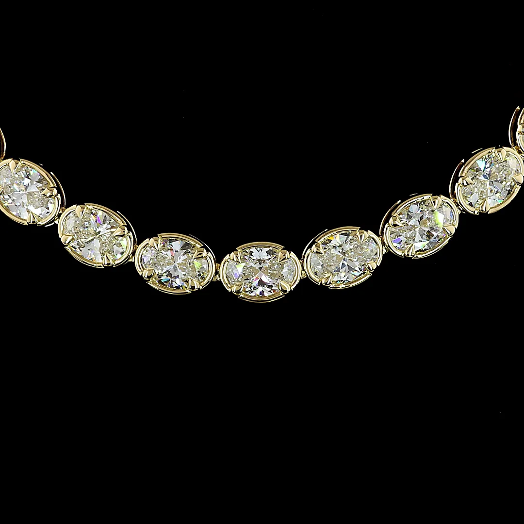 33.87 Cts 14k Yellow Gold Oval Shape Tennis Necklace - Image 3