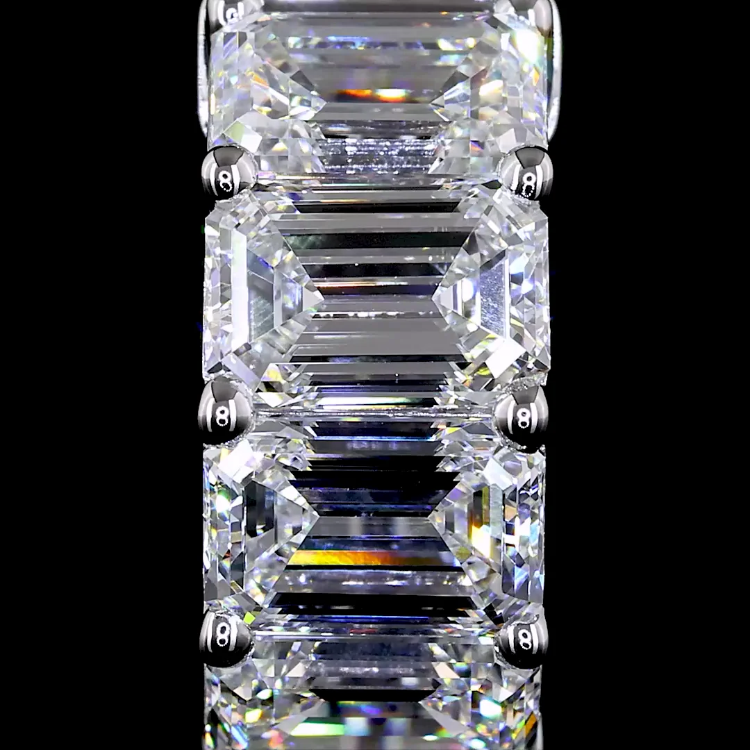 4.27 Cts 14k White Gold Emerald Shape Huggies Earring - Image 3