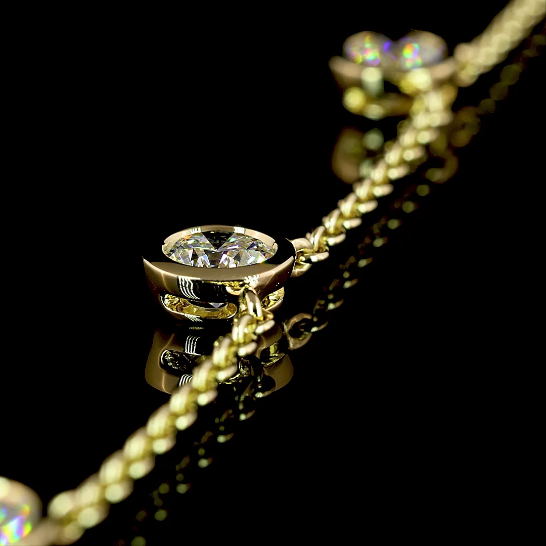 2.84 Cts 14k Yellow Gold Round Shape Station Necklace - Image 2