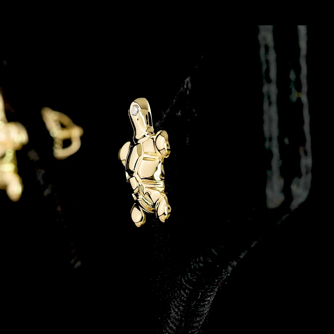 0.03 Cts 18k Yellow Gold Round Shape Symbol Earring - Image 2