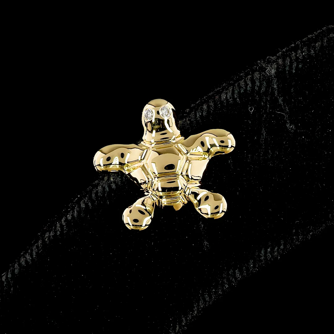 0.03 Cts 18k Yellow Gold Round Shape Symbol Earring - Image 3