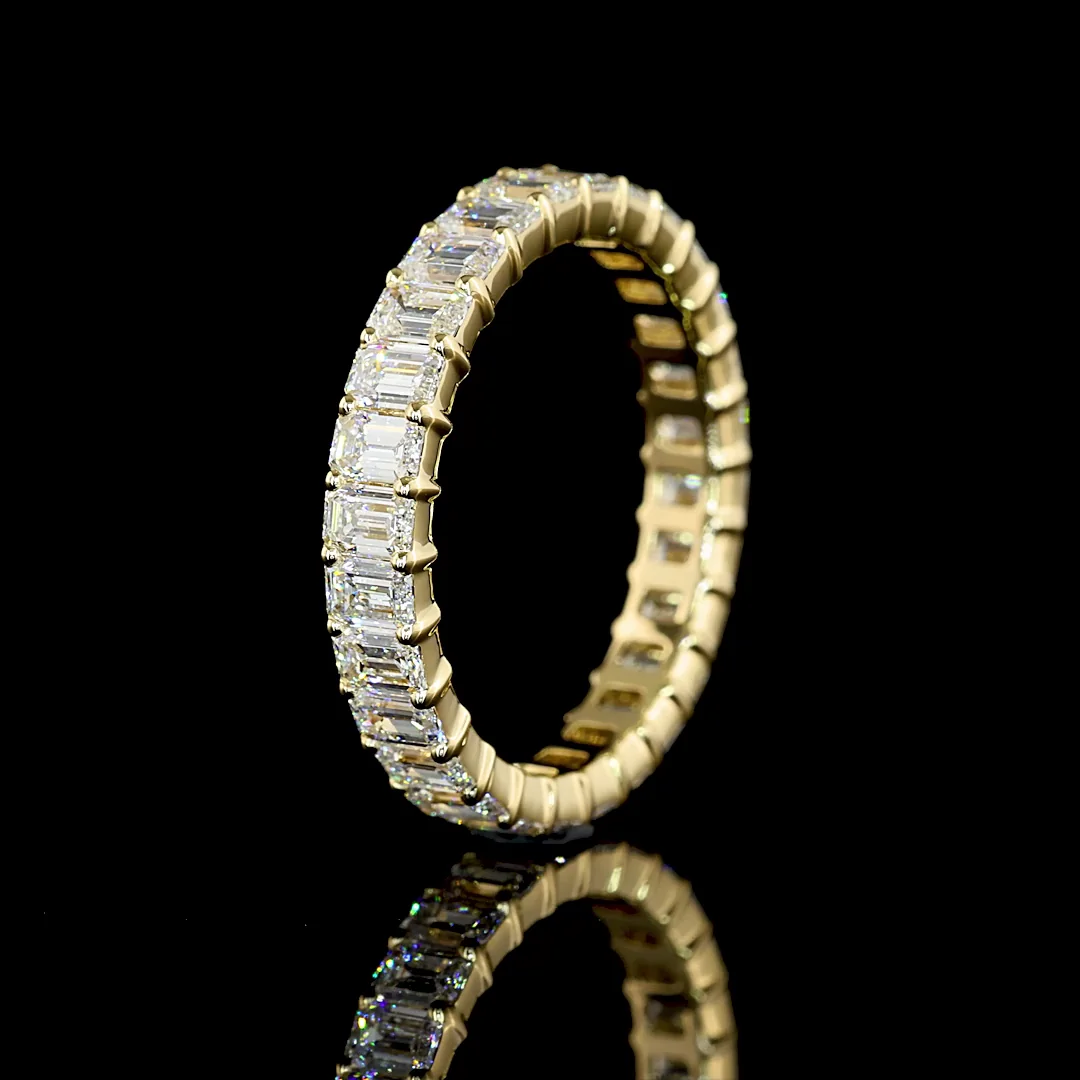 2.64 Cts 14k Yellow Gold Emerald Shape Eternity Band Eternity Band - Image 4
