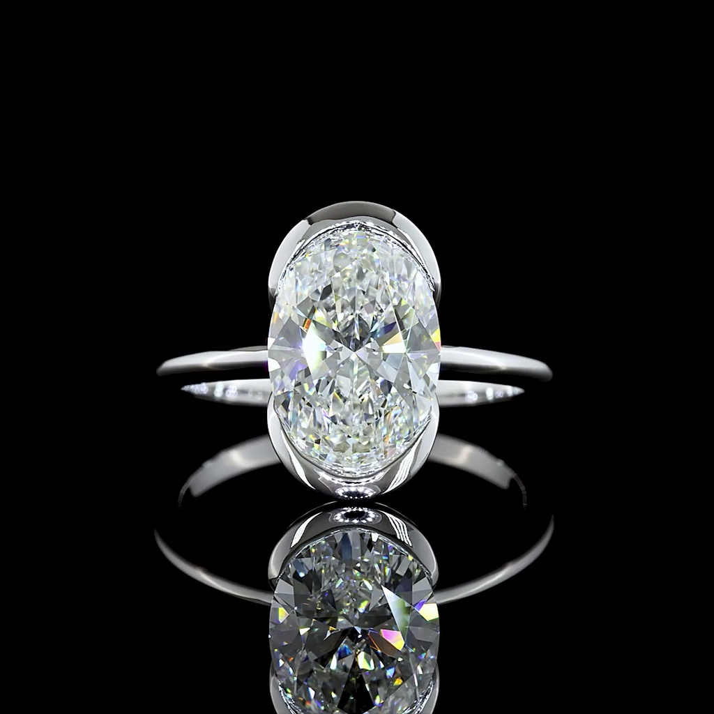 3.02 Cts 14k White Gold Oval Shape Solitaire Ring - Video