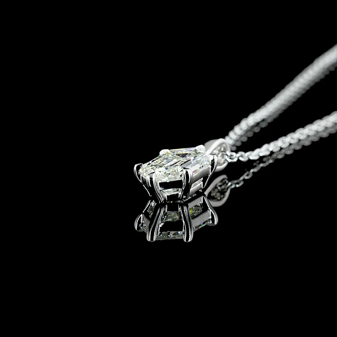 1.06 Cts 14k White Gold Step Marquise Shape Solitaire Pendant - Image 4