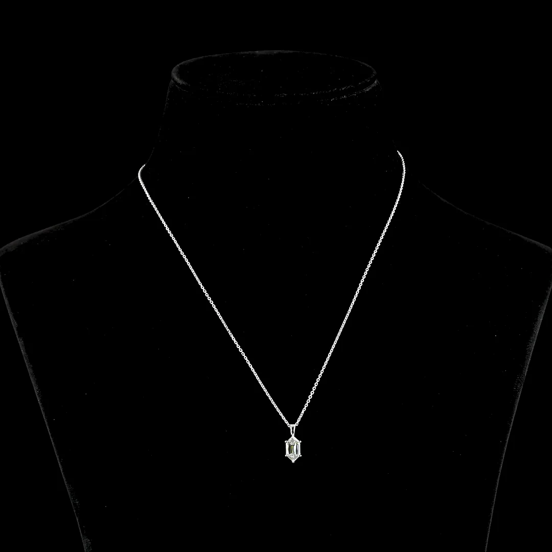1.06 Cts 14k White Gold Step Marquise Shape Solitaire Pendant - Video