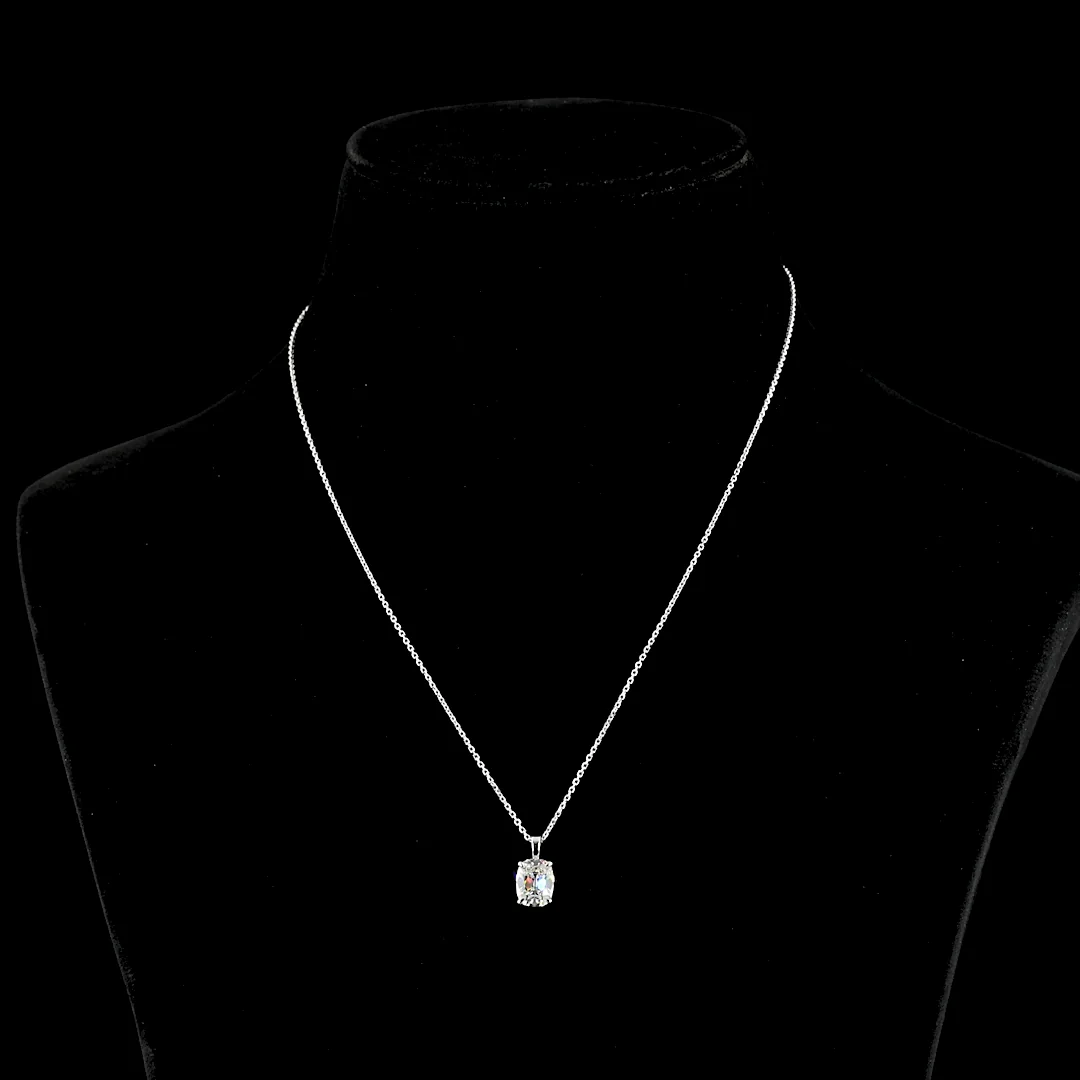 1.9 Cts 14k White Gold Antique Cushion Shape Solitaire Pendant - Video