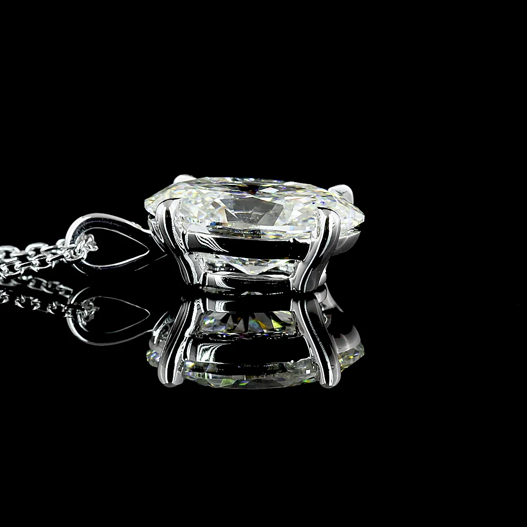 2.9 Cts 14k White Gold Oval Shape Solitaire Pendant - Image 2