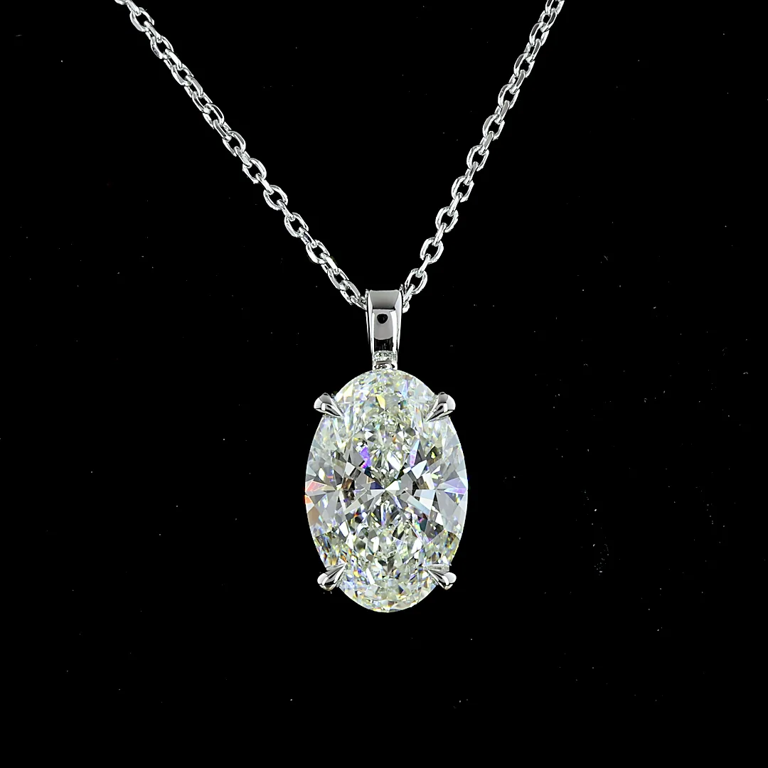 2.9 Cts 14k White Gold Oval Shape Solitaire Pendant - Image 3