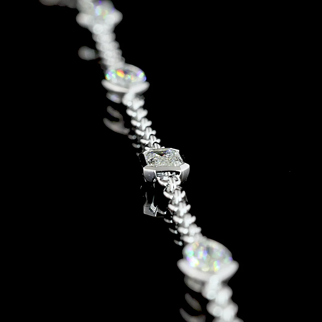 2.79 Cts 14k White Gold Mix Shape Station Necklace - Image 2