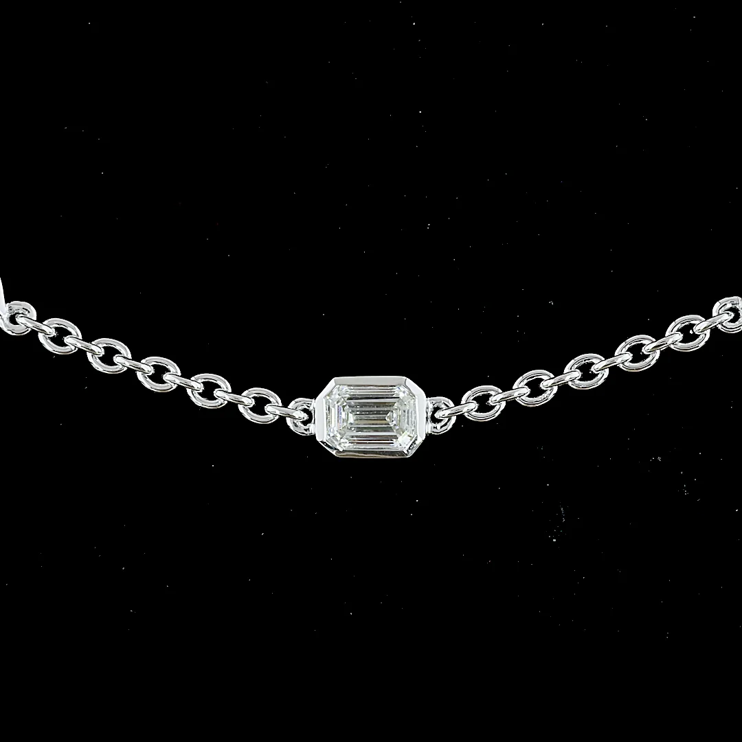 2.79 Cts 14k White Gold Mix Shape Station Necklace - Image 3