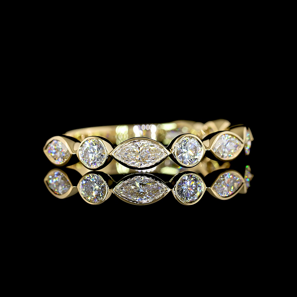 0.83 Cts 14k Yellow Gold Mix Shape 3/4 Band Eternity Band - Video