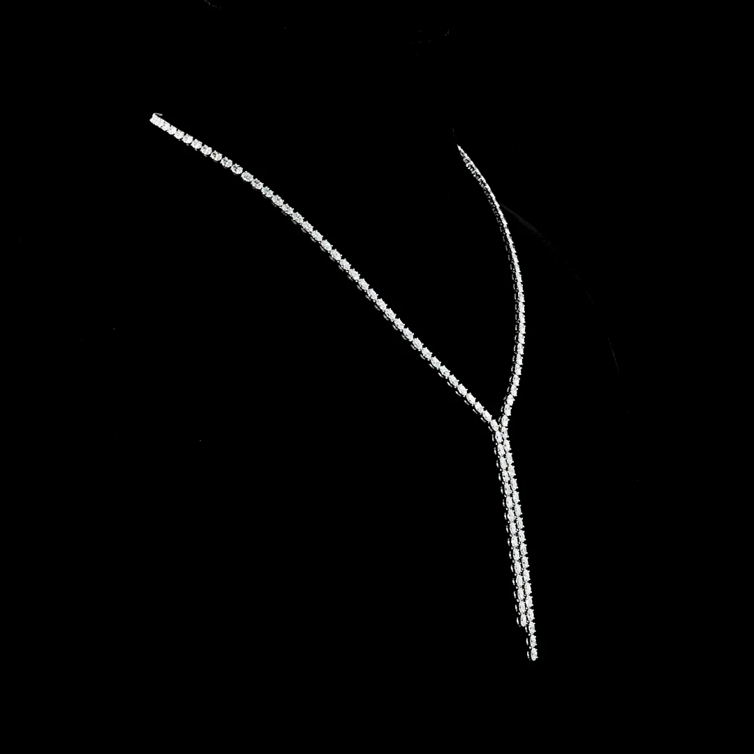 14.37 Cts 14k White Gold Oval Shape Lariat Necklace - Image 2