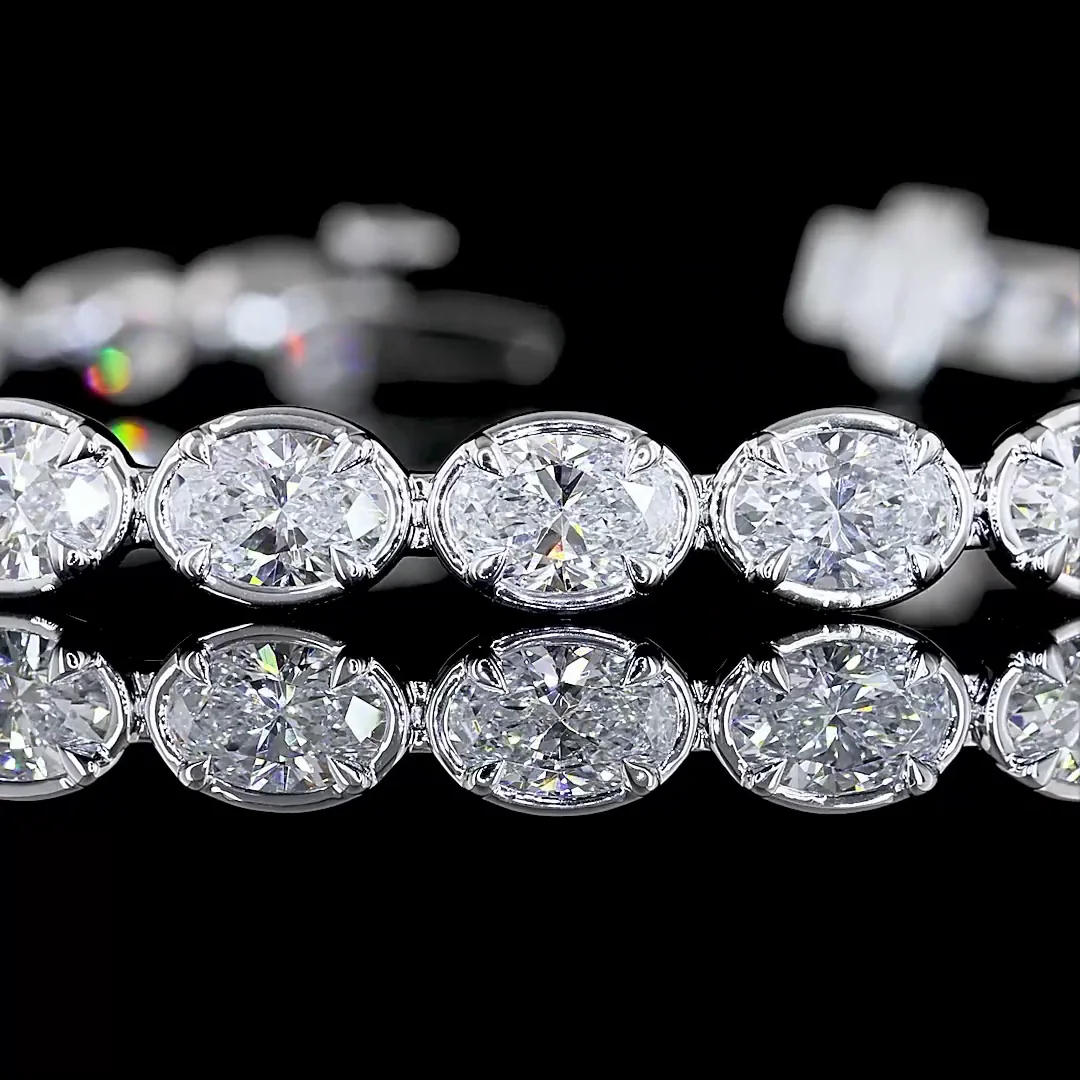 8.39 Cts 14k White Gold Oval Shape Tennis Bracelet - Image 2