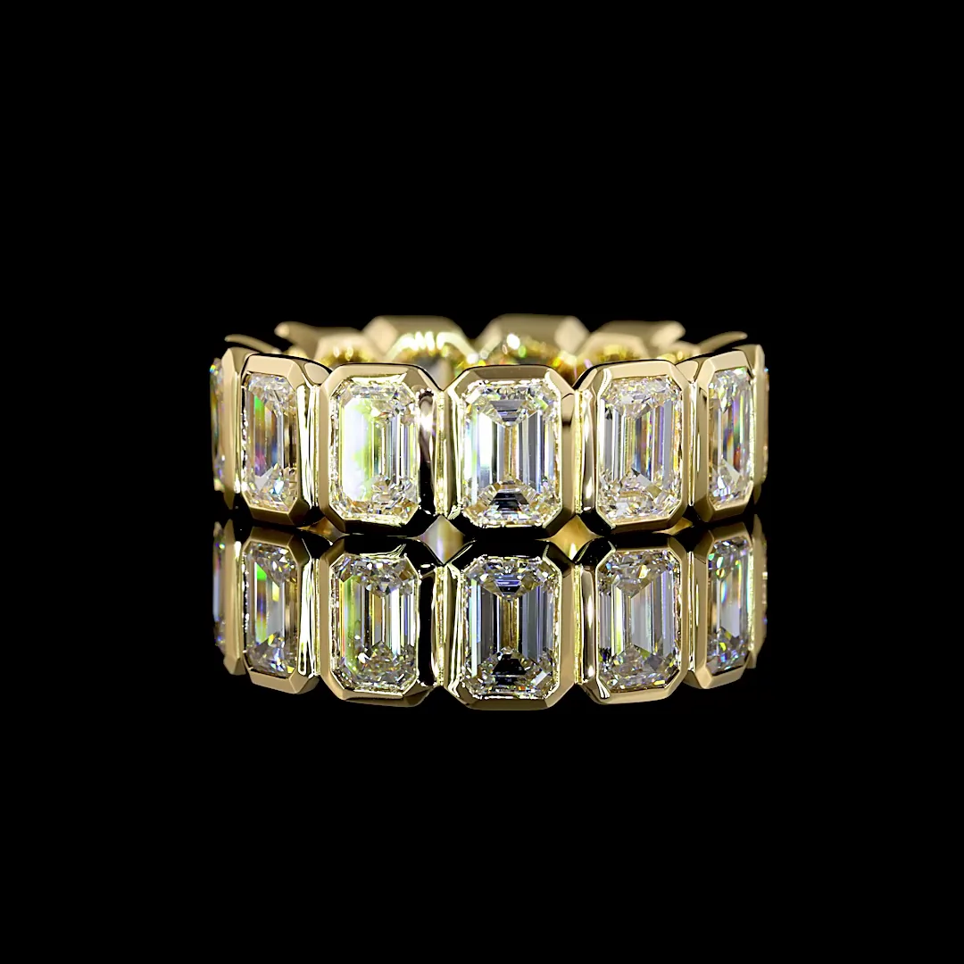 5.42 Cts 14k Yellow Gold Emerald Shape Eternity Band Eternity Band - Video