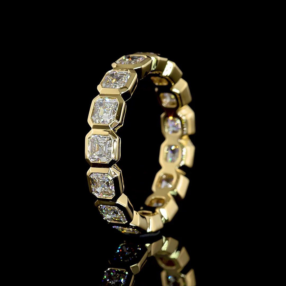 2.43 Cts 14k Yellow Gold Asscher Shape Eternity Band Eternity Band - Image 4