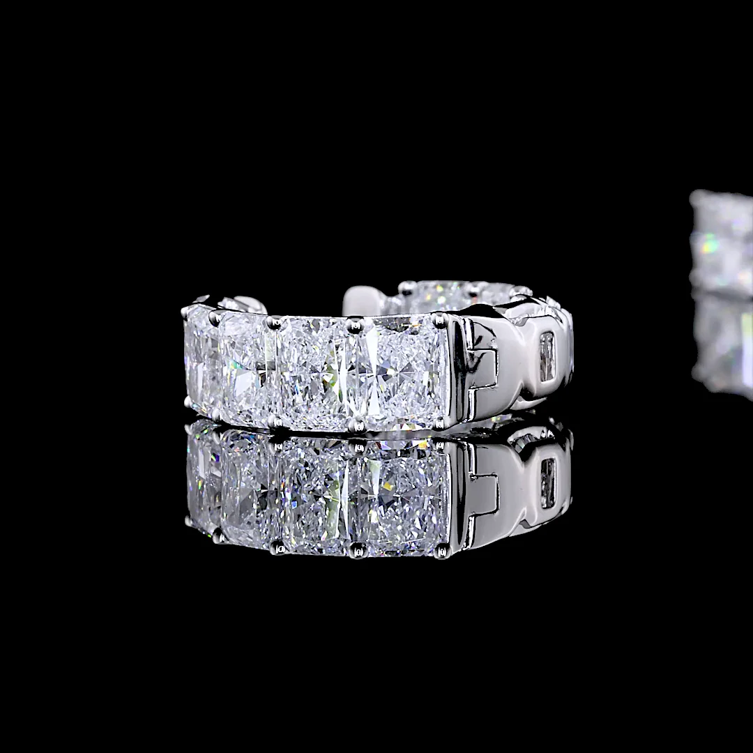 4.07 Cts 14k White Gold Radiant Shape Hanging Earring - Image 4