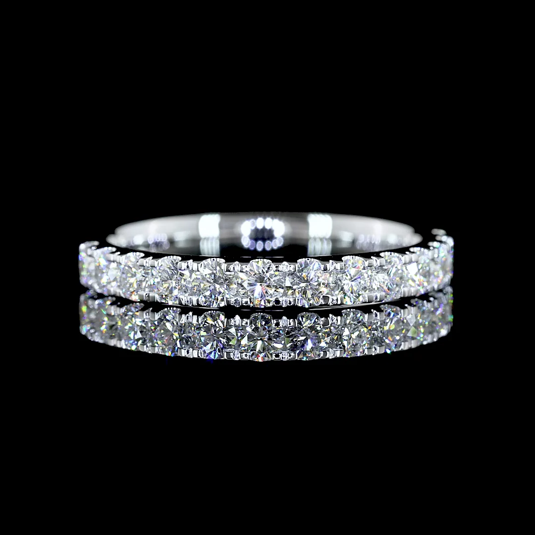 0.69 Cts 14k White Gold Round Shape Half Eternity Eternity Band - Video