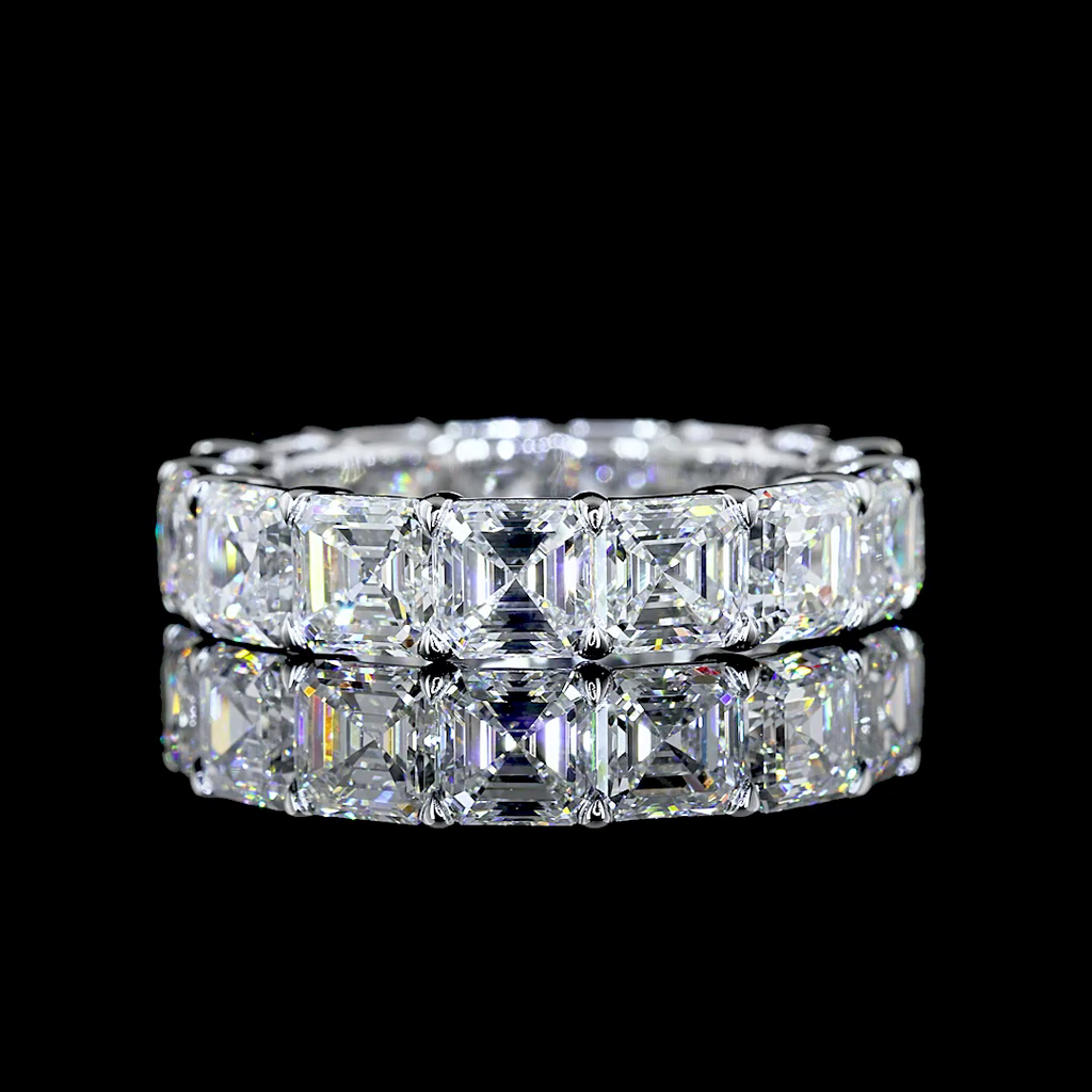 7.03 Cts 14k White Gold Asscher Shape Eternity Band Eternity Band - Video