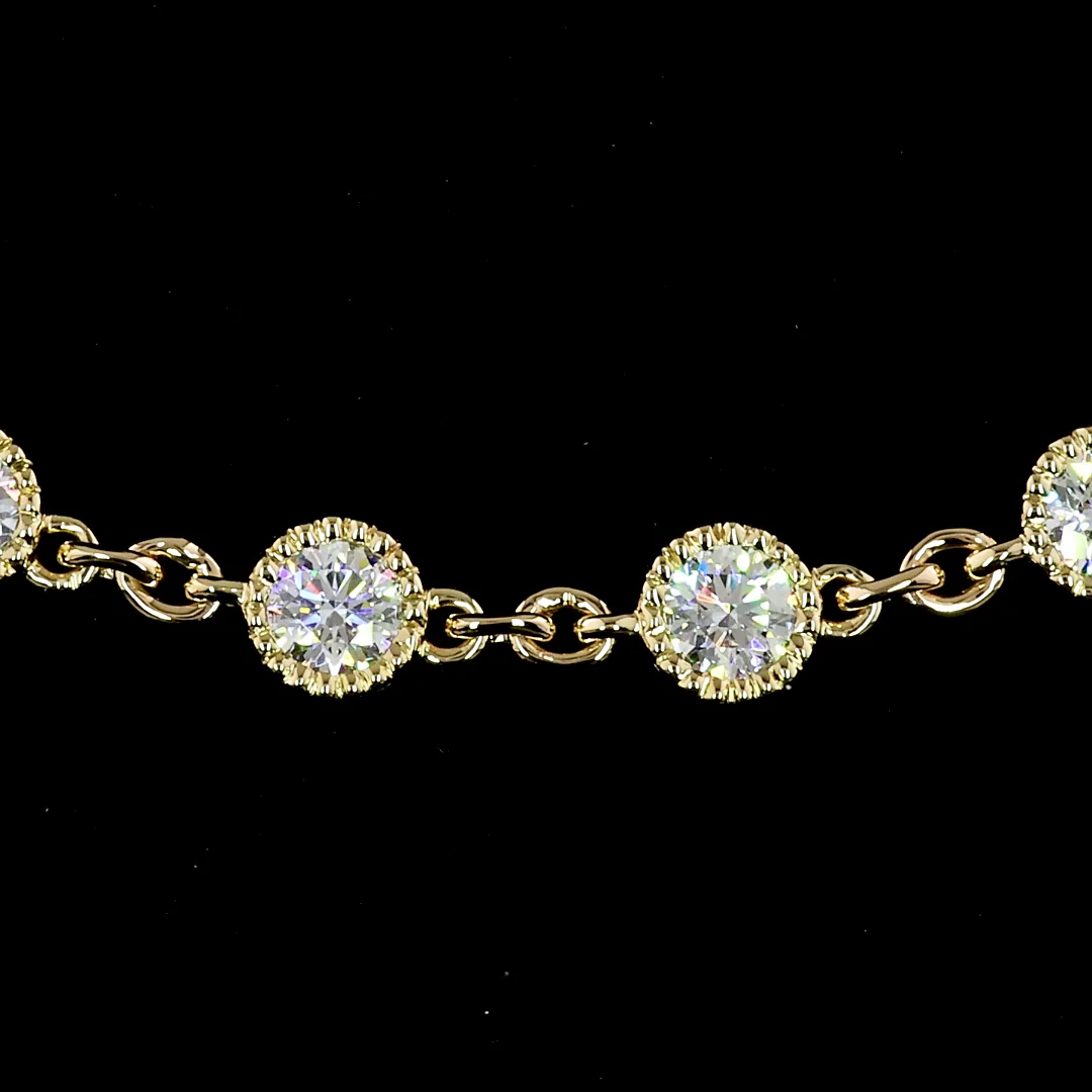 5.07 Cts 14k Yellow Gold Round Shape Station Necklace - Image 3