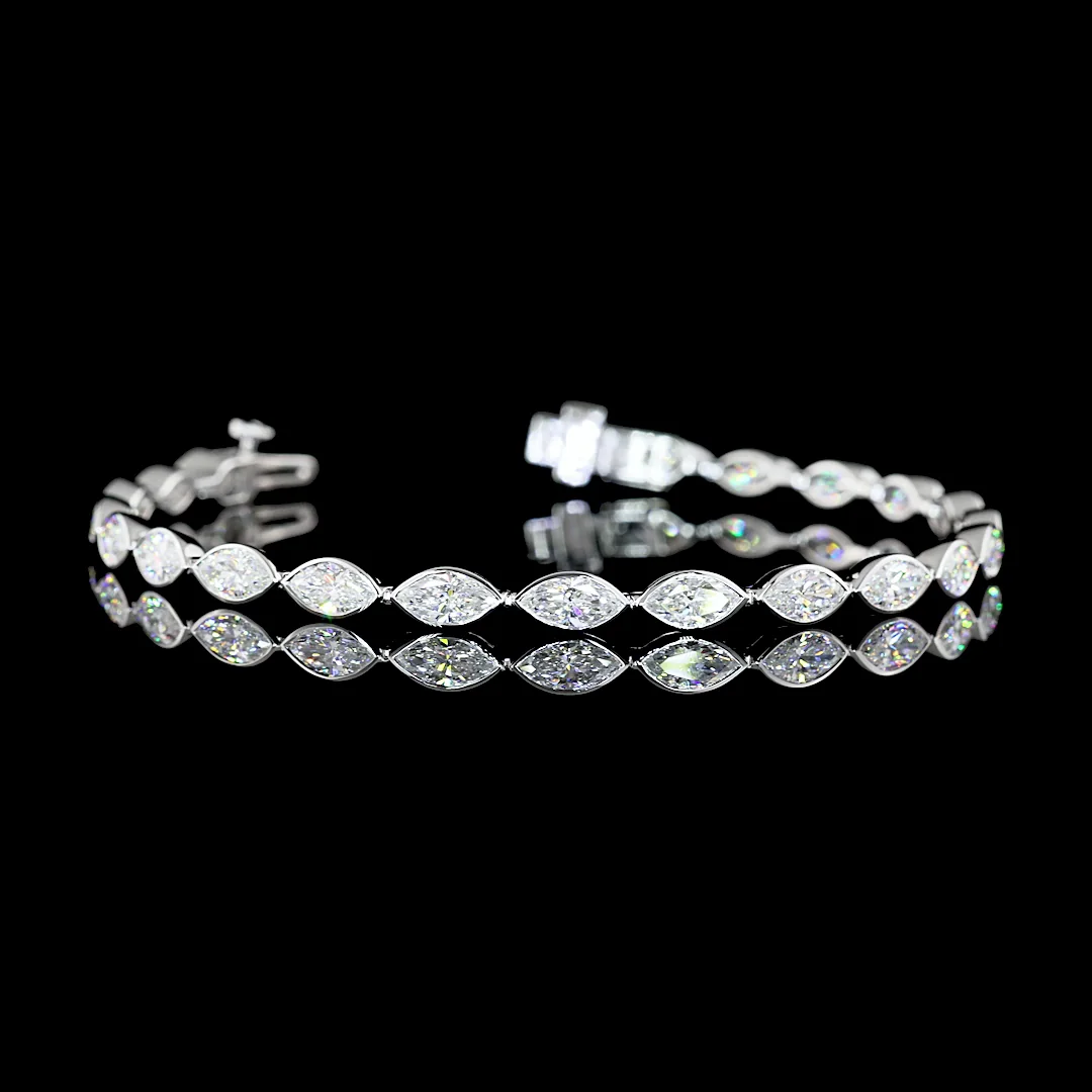 5.67 Cts 14k White Gold Marquise Shape Tennis Bracelet - Video