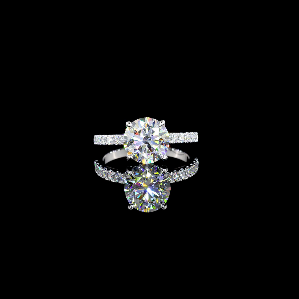 2.46 Cts 14k White Gold Round Shape Hidden Halo Ring - Video