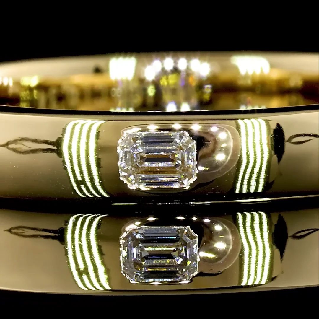 0.34 Cts 14k Yellow Gold Emerald Shape 3/4 Band Eternity Band - Image 3