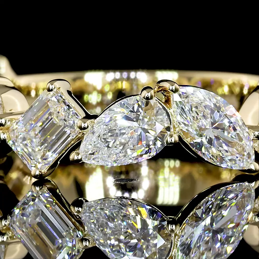 2.19 Cts 14k Yellow Gold Mix Shape 3/4 Band Eternity Band - Image 3