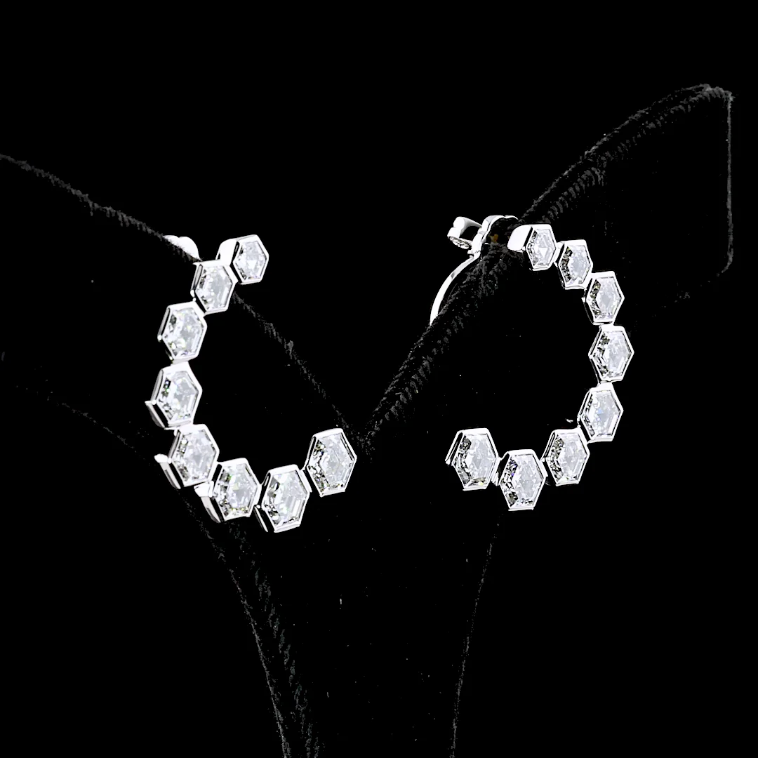 6.82 Cts 14k White Gold Octagon Shape Crawler Earring - Video