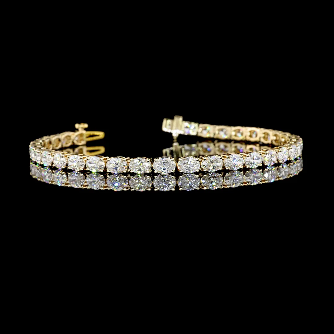 7.34 Cts 14k Yellow Gold Oval Shape Tennis Bracelet - Video