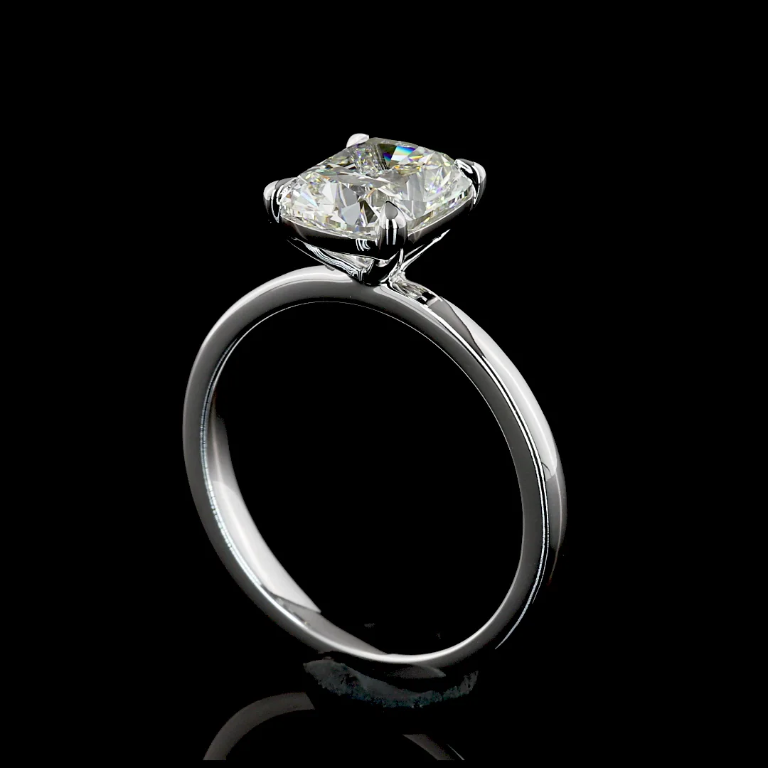 2.09 Cts 14k White Gold Cushion Modified Shape Solitaire Ring - Image 3