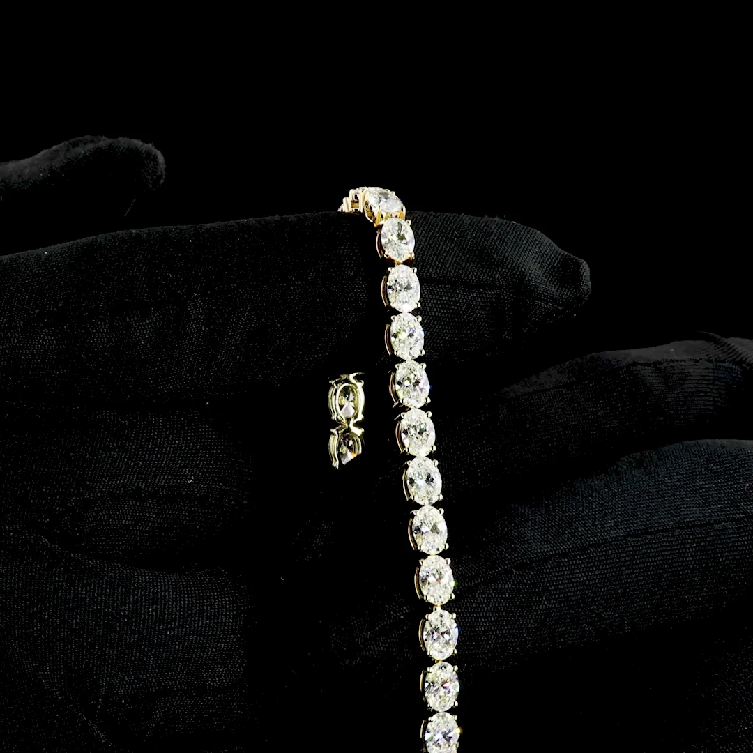 10 Cts 14k Yellow Gold Oval Shape Tennis Bracelet - Image 4