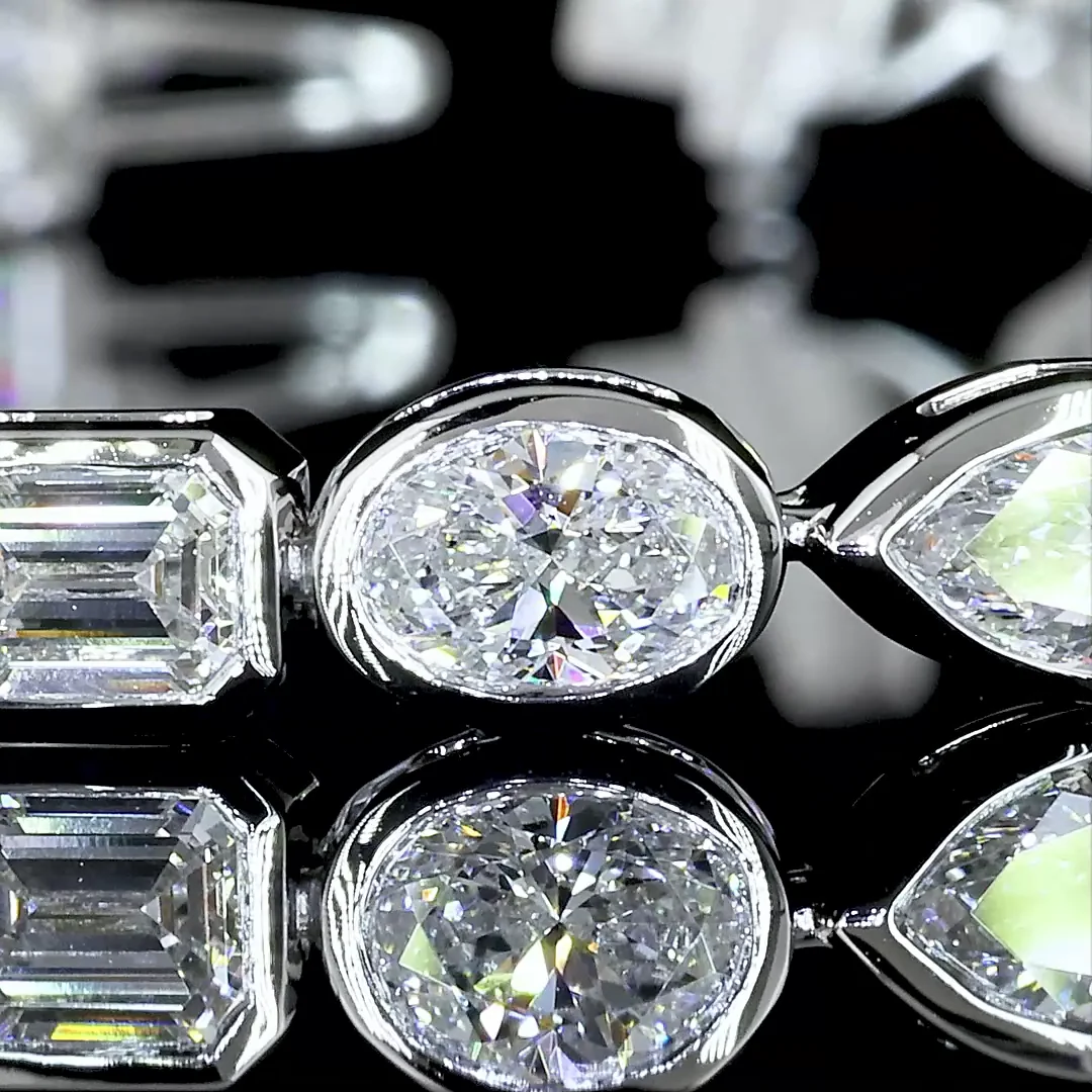 8.45 Cts 14k White Gold Mix Shape Tennis Bracelet - Image 4