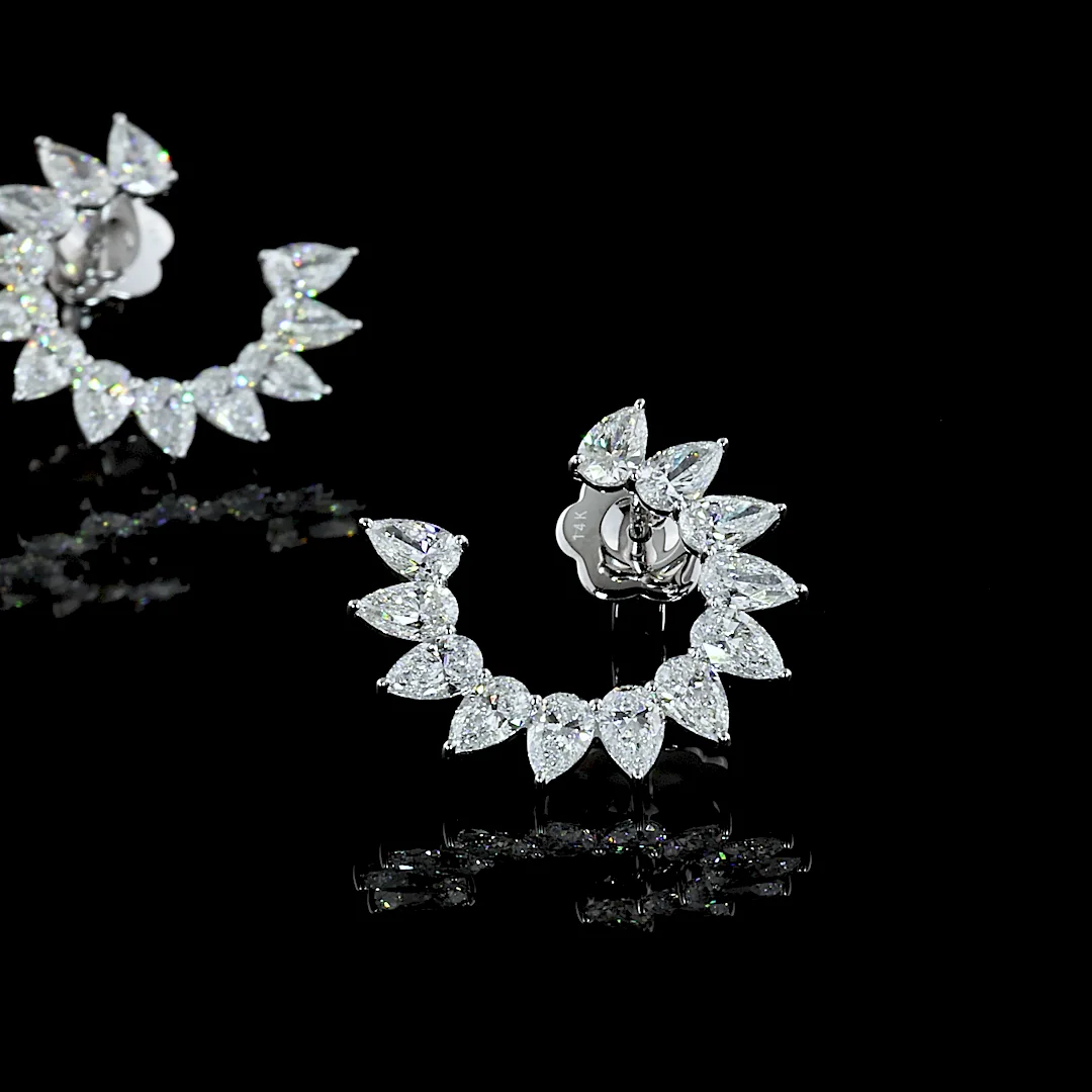 2.75 Cts 14k White Gold Pear Shape Special Earring - Image 3