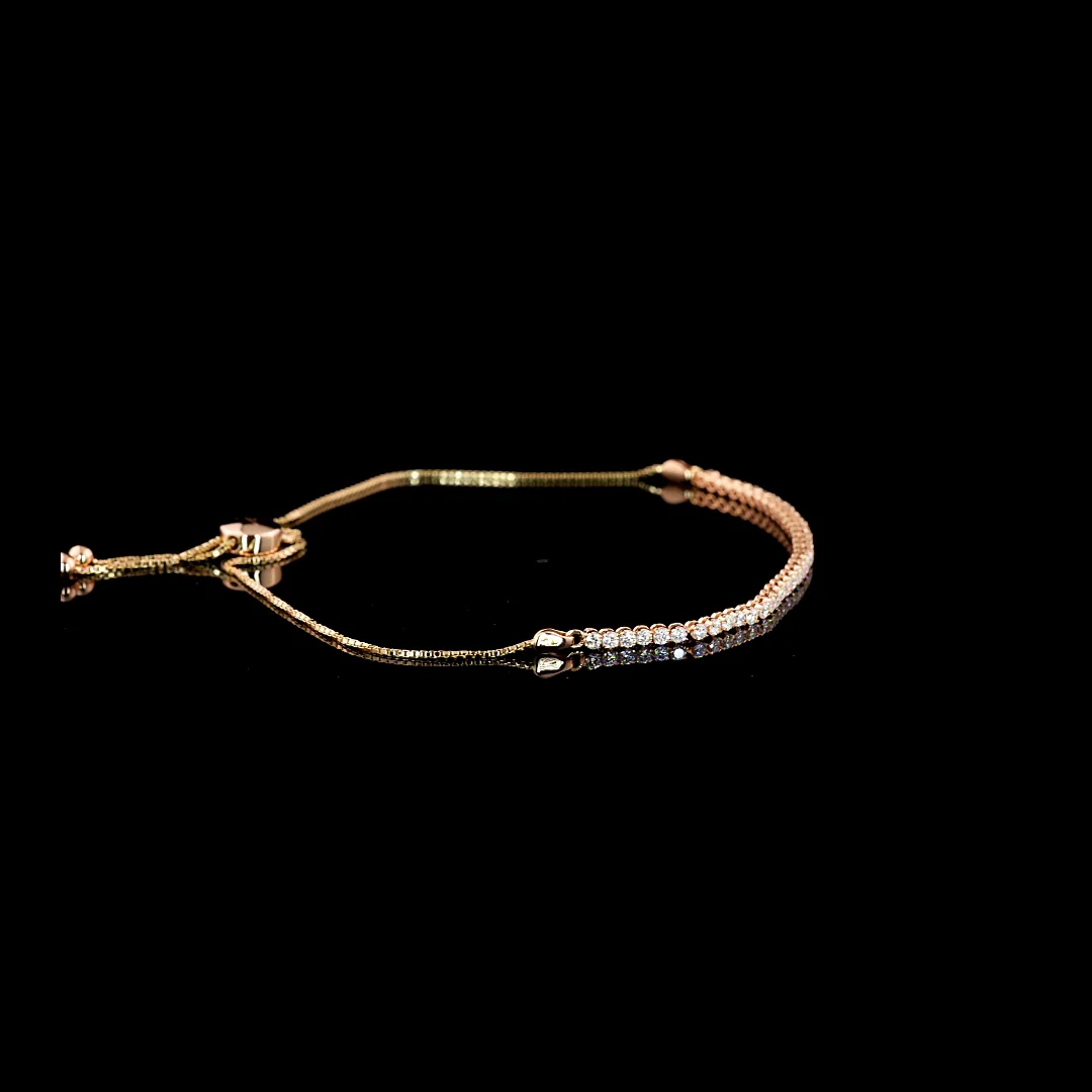0.98 Cts 14k Rose Gold Round Shape Tennis Bracelet - Image 2