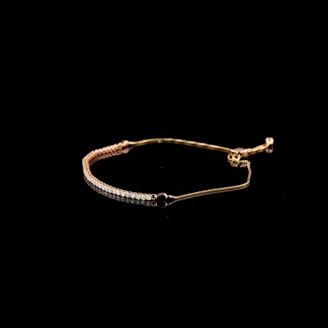 0.98 Cts 14k Rose Gold Round Shape Tennis Bracelet - Image 3
