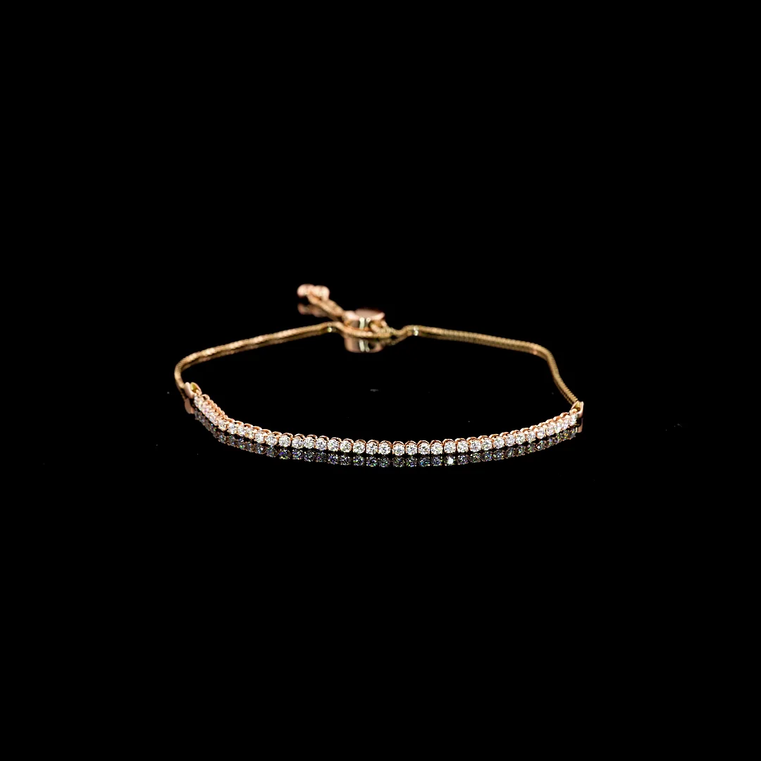0.98 Cts 14k Rose Gold Round Shape Tennis Bracelet - Video