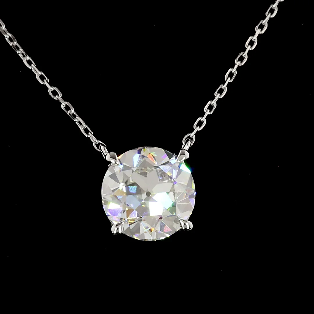 2.02 Cts 14k White Gold Old European Brilliant Shape Solitaire Pendant - Image 2