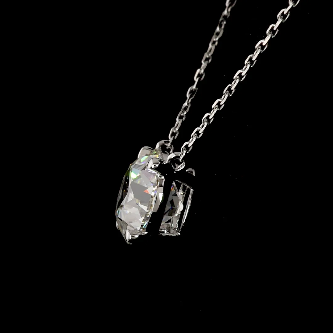 2.02 Cts 14k White Gold Old European Brilliant Shape Solitaire Pendant - Image 3