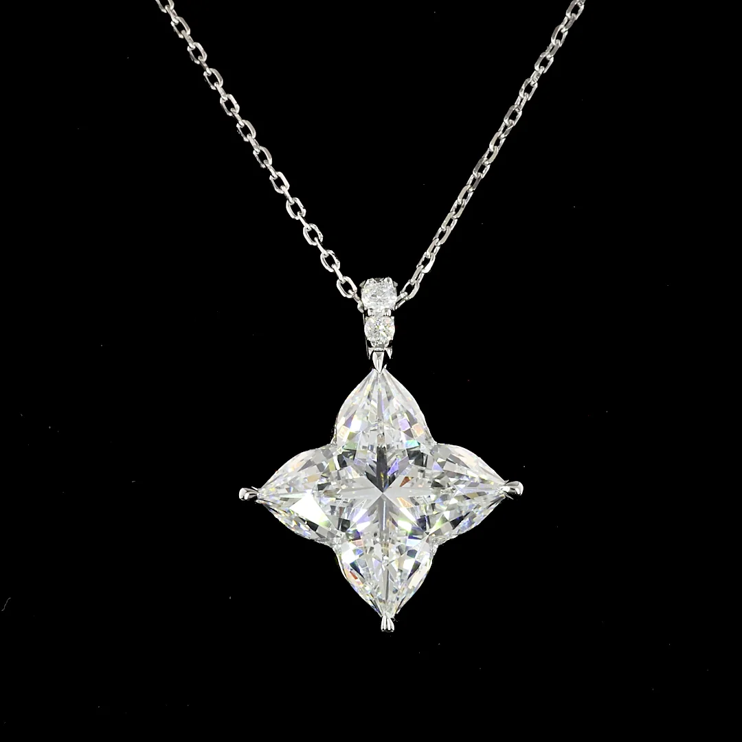 5.11 Cts 14k White Gold Princess Shape Pendant Pendant - Image 2